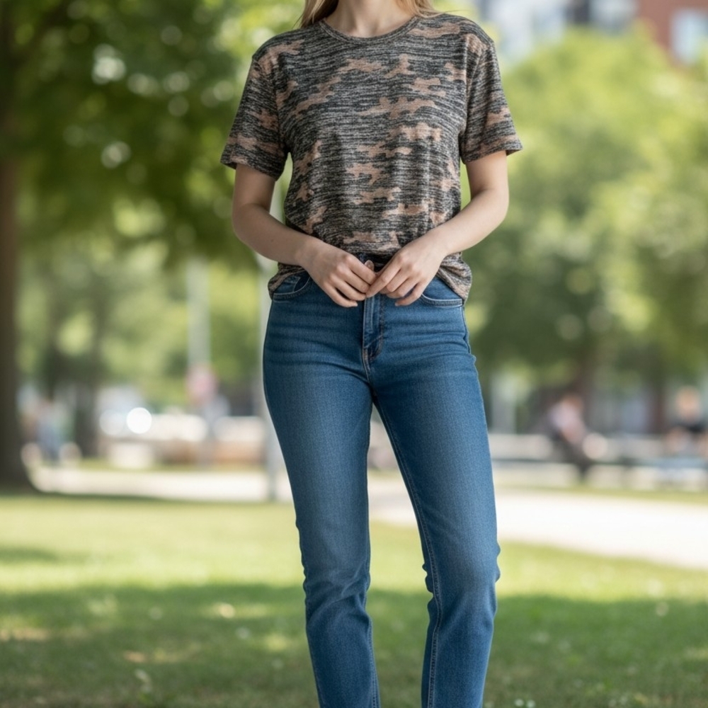 Love J Camouflage Short Sleeve Tee